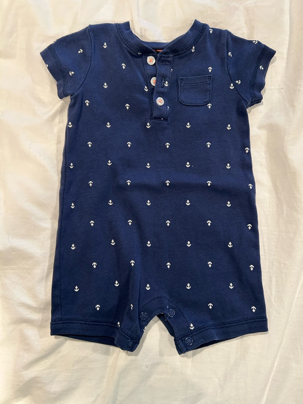 Carter's Navy Blue Anchor Print One-Piece Bodysuit